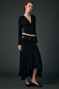 Kimchi Blue Jessica Jersey Knit Low-Rise Asymmetric Midi Skirt