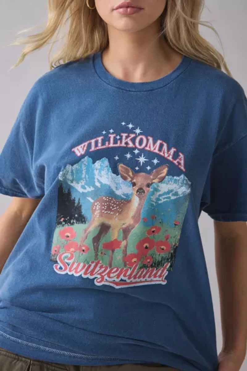 Switzerland Deer Graphic Oversized Tee