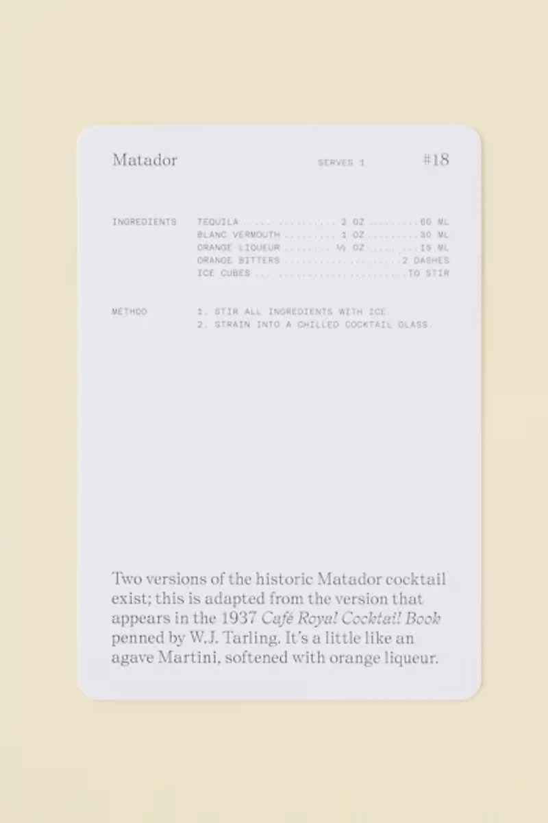The Cocktail Cabinet: Tequila Recipe Card Set