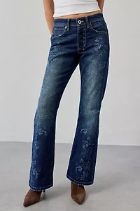 BDG Teo Printed Relaxed Low-Rise Bootcut Jean