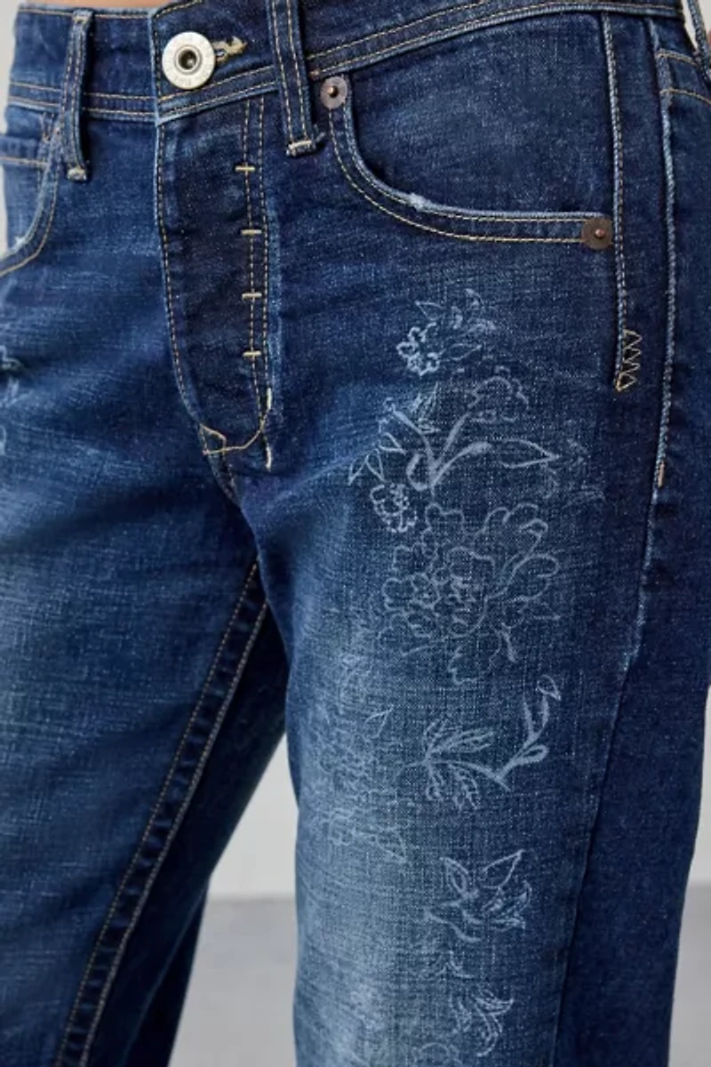BDG Teo Printed Relaxed Low-Rise Bootcut Jean