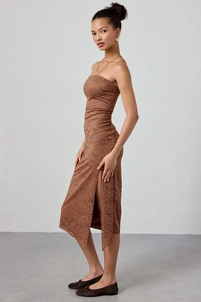 UO Samara Stretch Lace Strapless Midi Dress