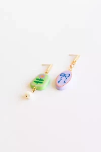 Sigfus Designs Folk Art Mismatched Charm Earrings