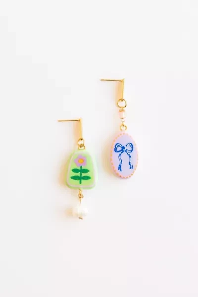 Sigfus Designs Folk Art Mismatched Charm Earrings