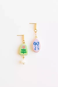 Sigfus Designs Folk Art Mismatched Charm Earrings