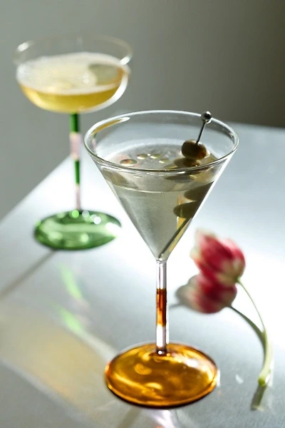 Striped Stem Martini Glass