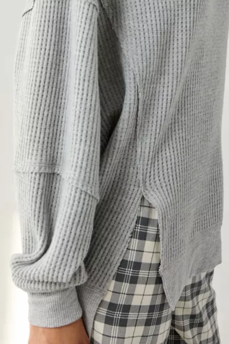 Out From Under Homebody Waffle Knit Oversized Off-The-Shoulder Top