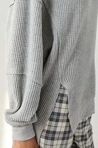 Out From Under Homebody Waffle Knit Oversized Off-The-Shoulder Top