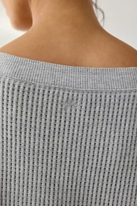 Out From Under Homebody Waffle Knit Oversized Off-The-Shoulder Top