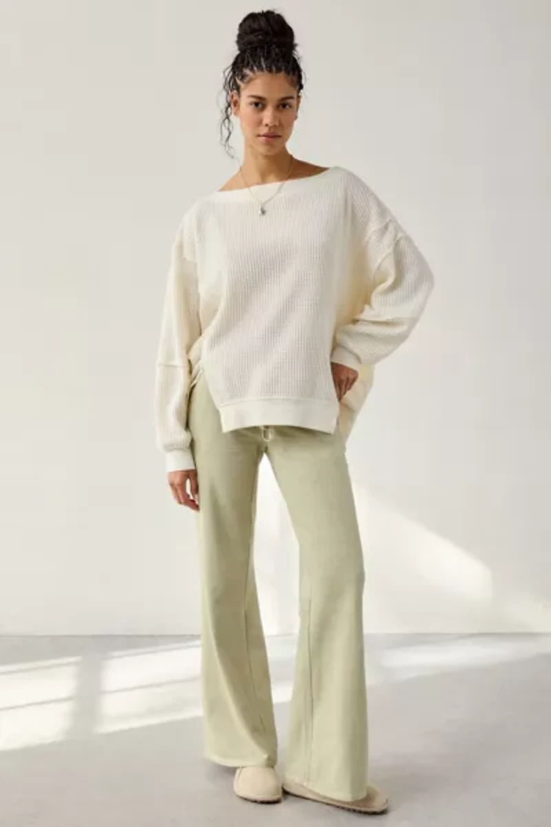 Out From Under Homebody Waffle Knit Oversized Off-The-Shoulder Top