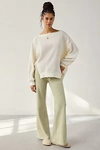 Out From Under Homebody Waffle Knit Oversized Off-The-Shoulder Top