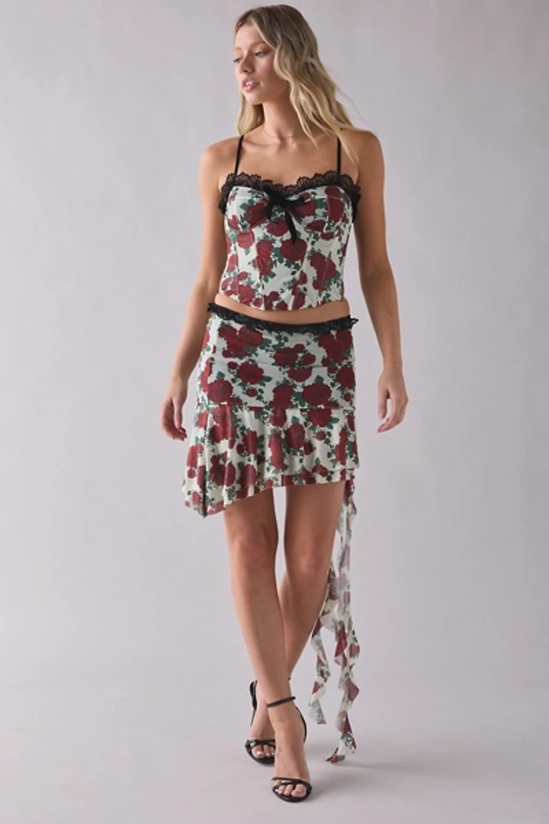 Wild Lovers Liora Rose Lace Trim Corset Top