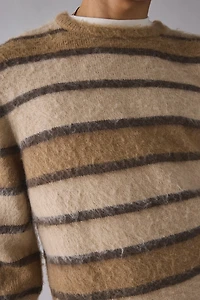 Rhythm Fuzzy Stripe Crew Neck Sweater