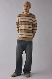 Rhythm Fuzzy Stripe Crew Neck Sweater