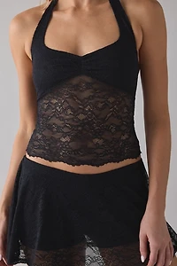 Out From Under Havana Semi-Sheer Lace Halter Top + Mini Skort 2-Piece Set