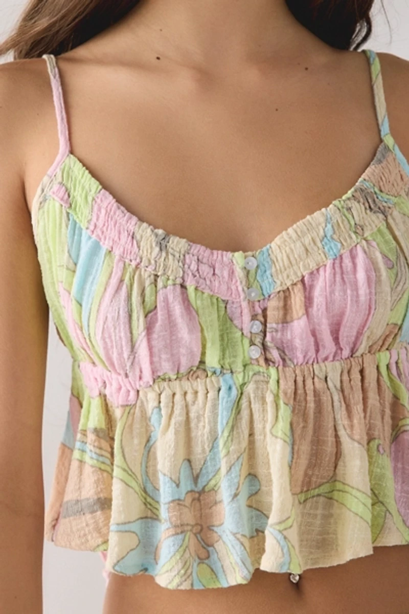 Out From Under Golden Hour Tie-Strap Cropped Babydoll Cami
