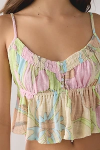 Out From Under Golden Hour Tie-Strap Cropped Babydoll Cami