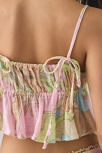 Out From Under Golden Hour Tie-Strap Cropped Babydoll Cami