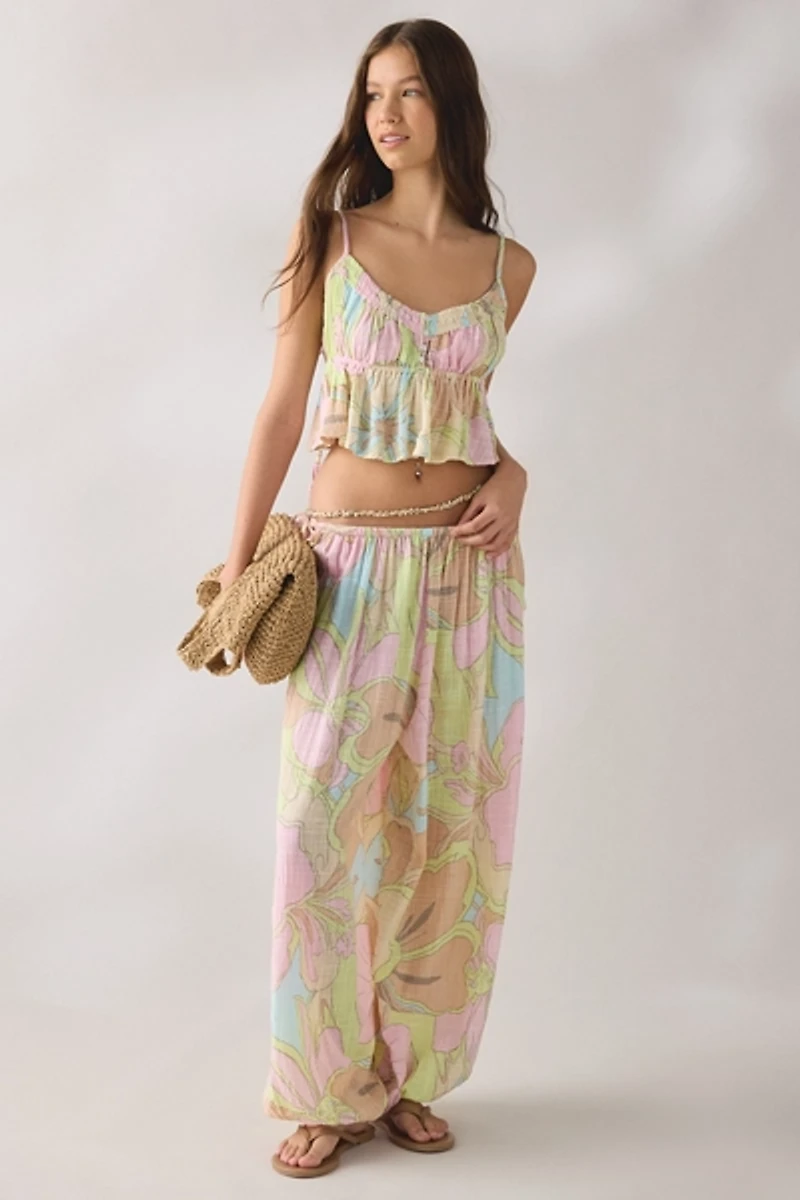 Out From Under Golden Hour Tie-Strap Cropped Babydoll Cami