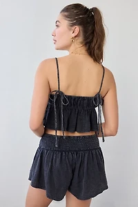 Out From Under Golden Hour Tie-Strap Cropped Babydoll Cami