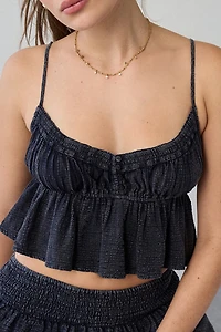 Out From Under Golden Hour Tie-Strap Cropped Babydoll Cami