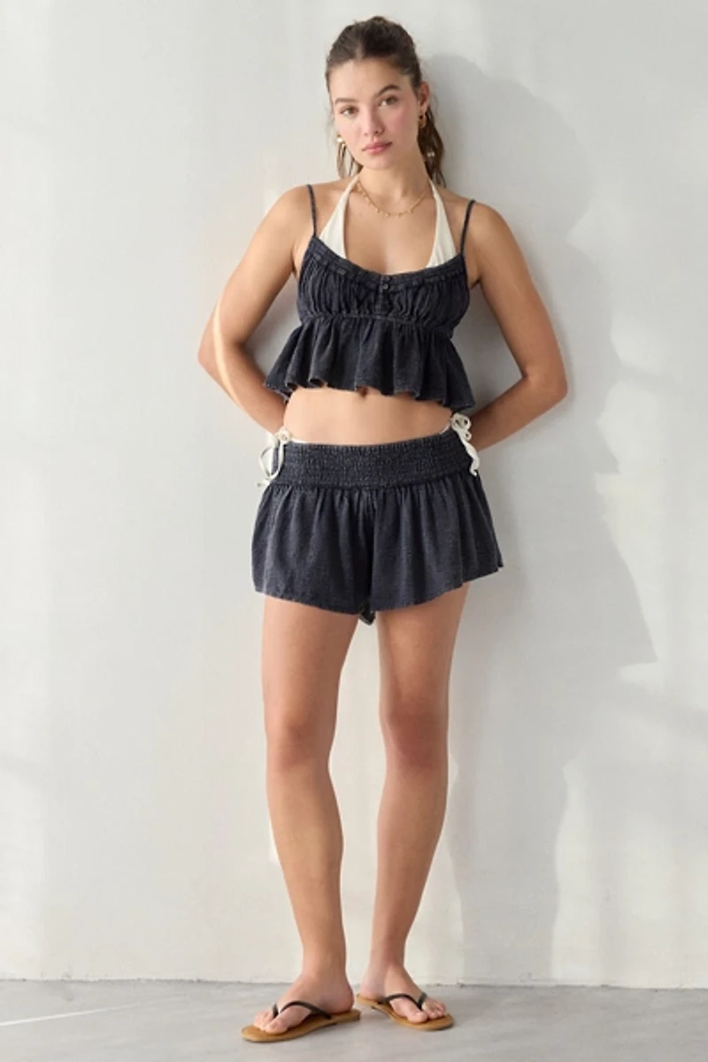 Out From Under Golden Hour Tie-Strap Cropped Babydoll Cami