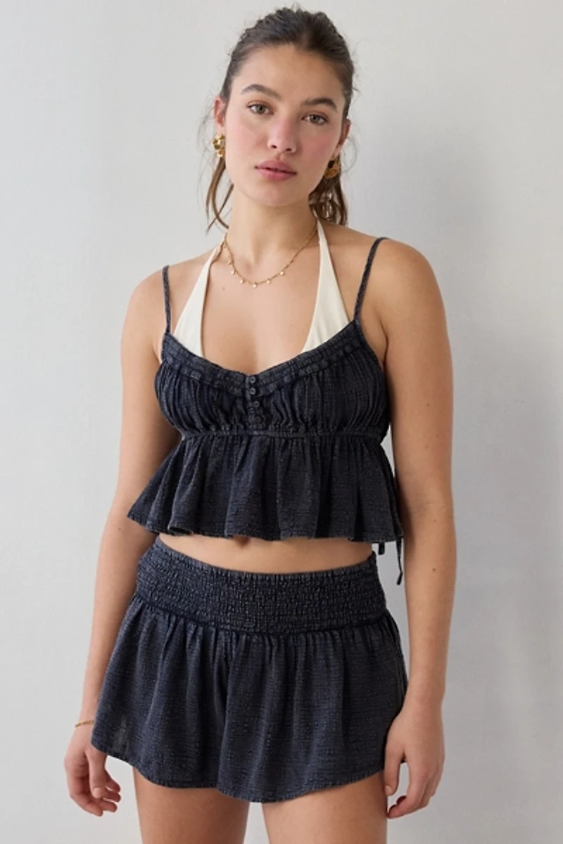 Out From Under Golden Hour Tie-Strap Cropped Babydoll Cami