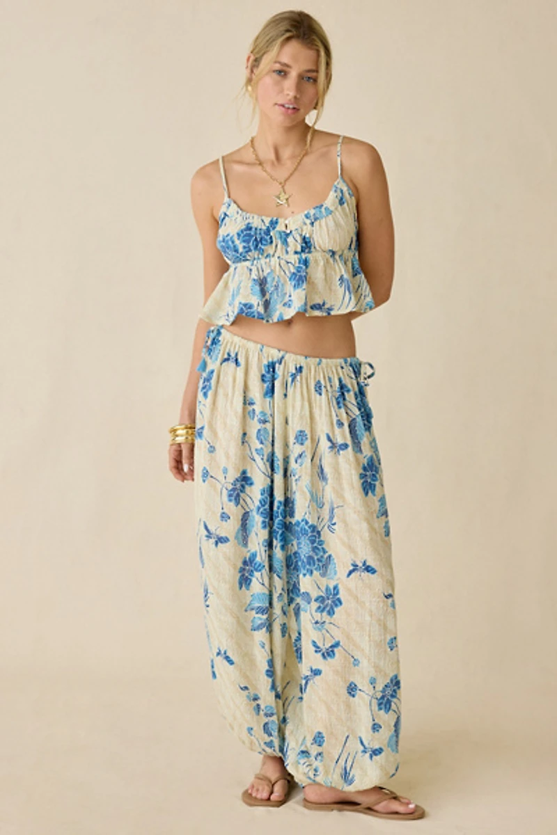 Out From Under Golden Hour Tie-Strap Cropped Babydoll Cami
