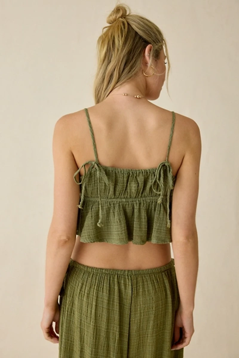 Out From Under Golden Hour Tie-Strap Cropped Babydoll Cami