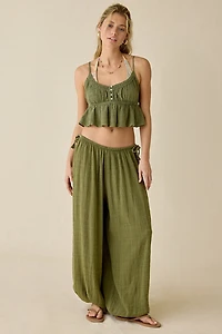 Out From Under Golden Hour Tie-Strap Cropped Babydoll Cami