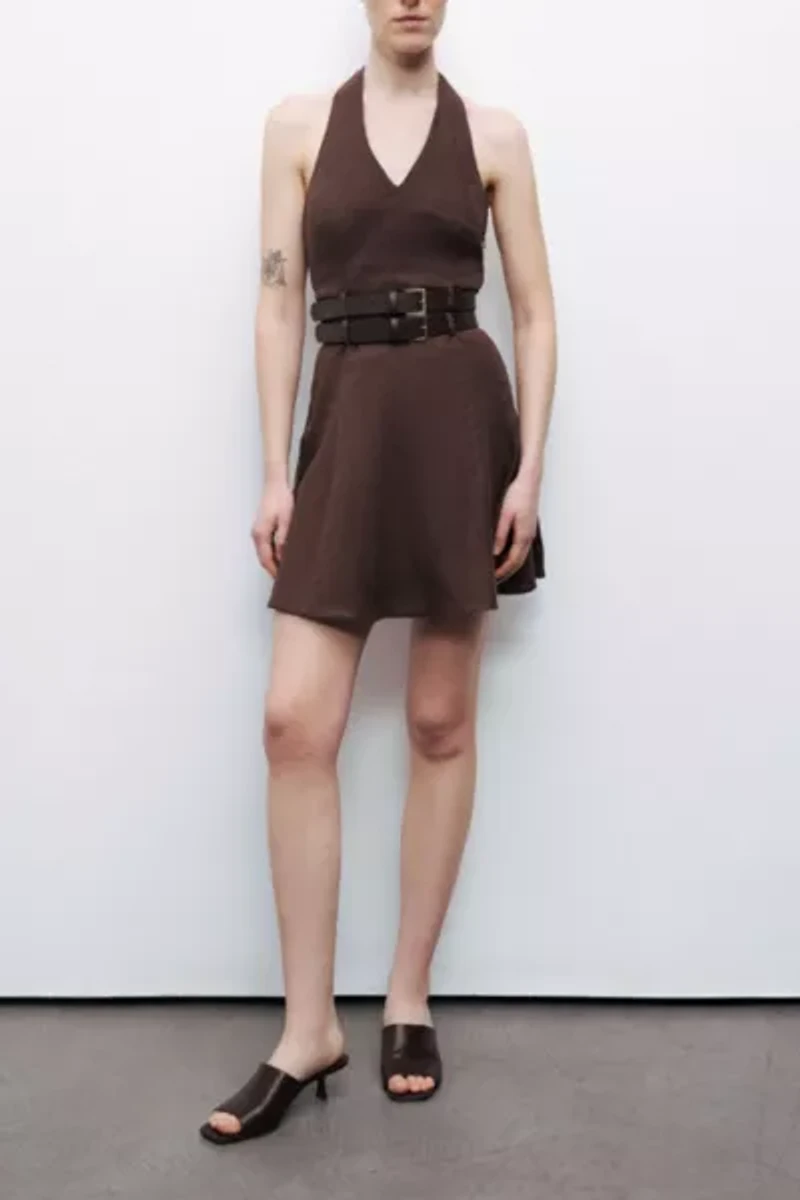 Nocturne Belted Halter Mini Dress
