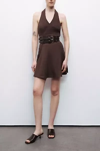 Nocturne Belted Halter Mini Dress