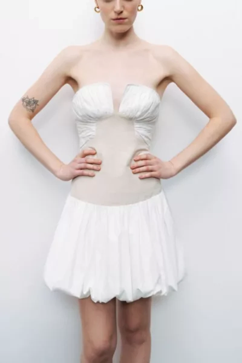 Nocturne Strapless Bubble Skirt Mini Dress