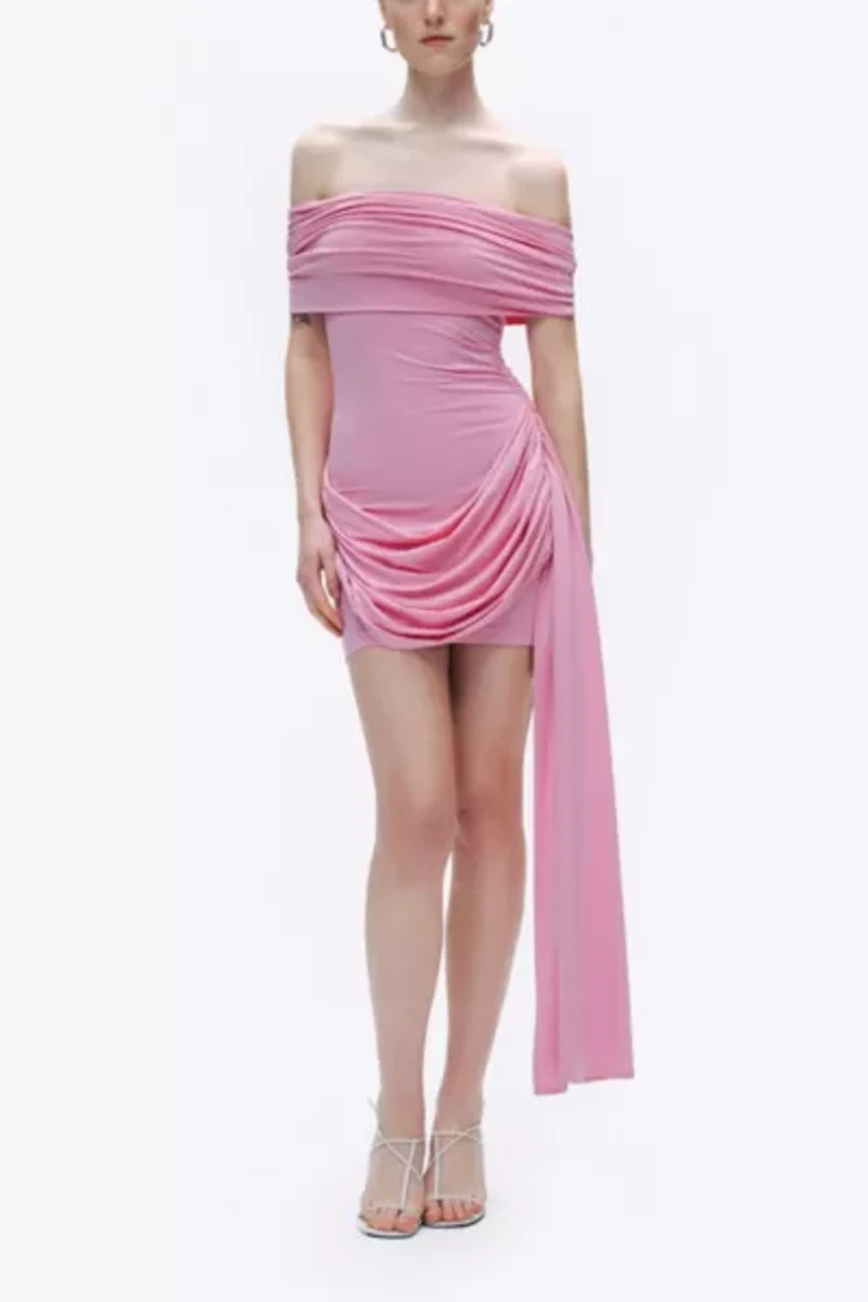 Nocturne Off The Shoulder Draped Mini Dress