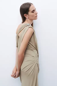 Nocturne Draped Asymmetrical Midi Dress
