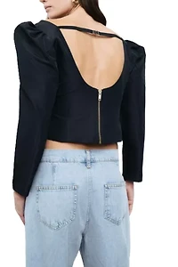Nocturne Boat Neck Puff Sleeve Top