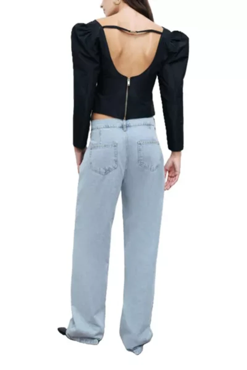 Nocturne Boat Neck Puff Sleeve Top