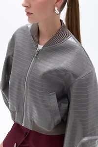 Nocturne Faux Leather Bomber Jacket