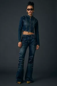 Jaded London Mid Blue Drift Low-Rise Bootcut Jean
