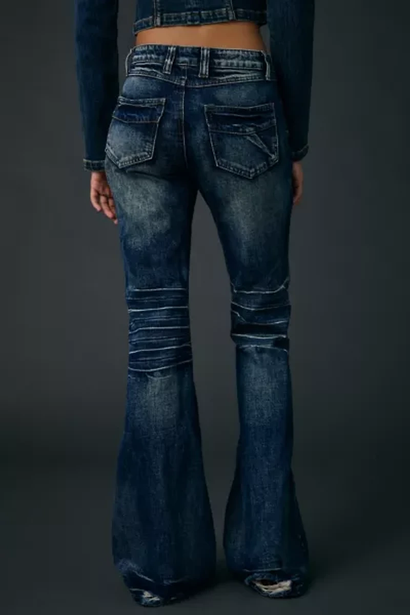 Jaded London Mid Blue Drift Low-Rise Bootcut Jean