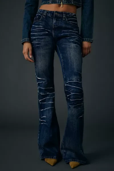 Jaded London Mid Blue Drift Low-Rise Bootcut Jean