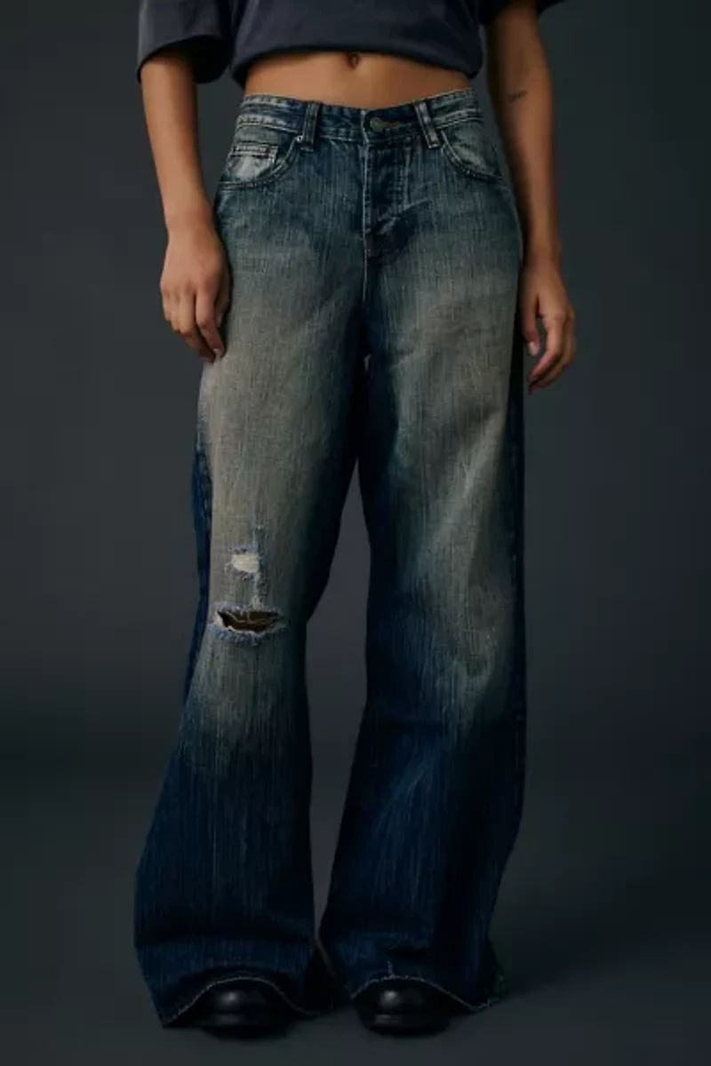 Jaded London Vortex Low-Rise Baggy Flare Jean