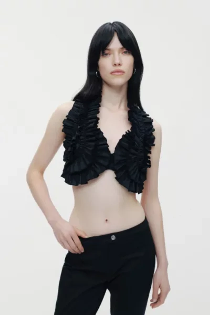 Nocturne Ruffle Halter Crop Top