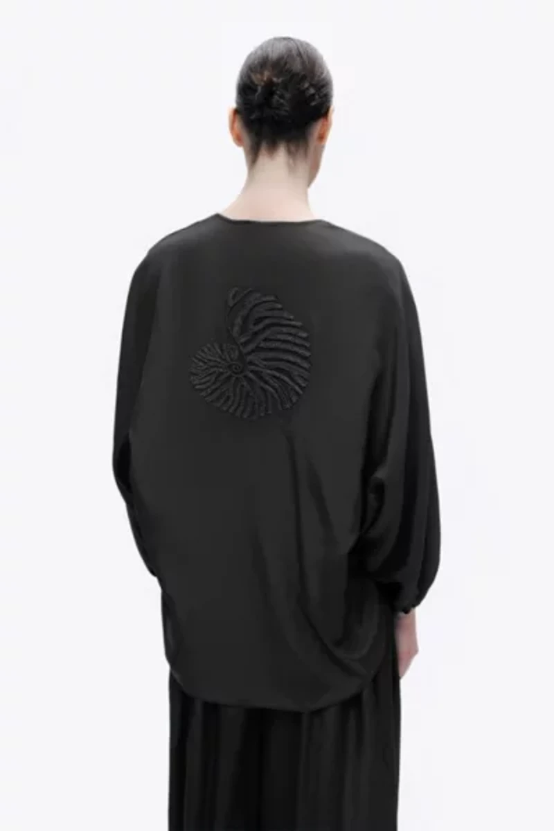 Nocturne Tie-Front Puff Blouse