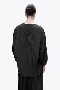 Nocturne Tie-Front Puff Blouse