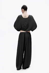 Nocturne Tie-Front Puff Blouse