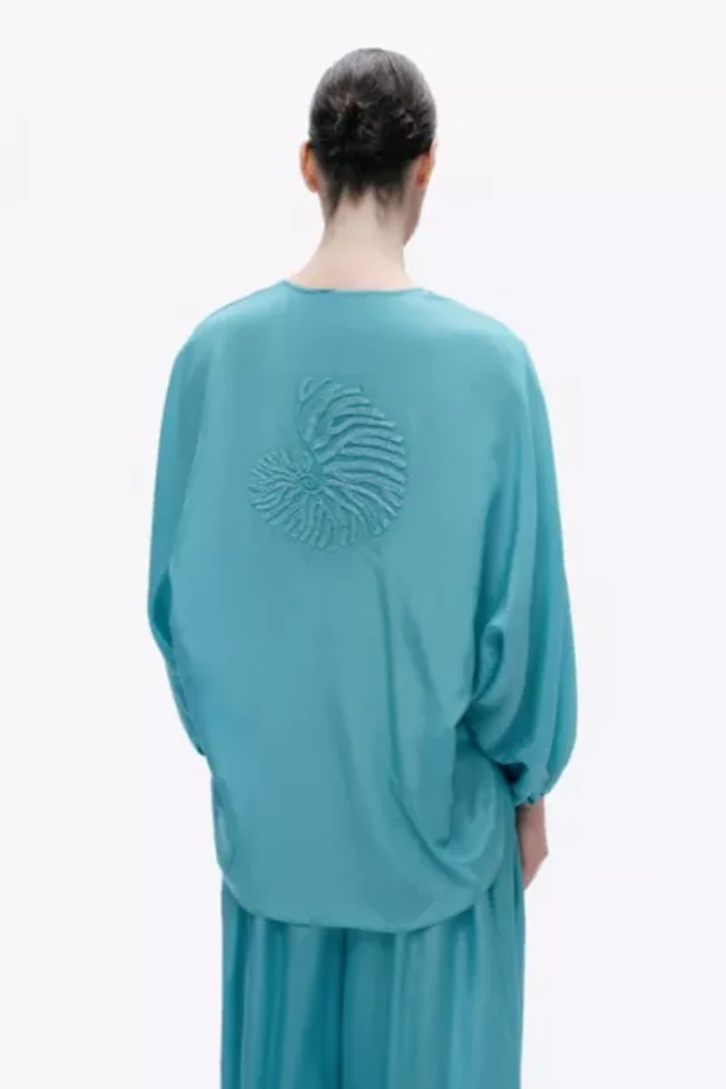 Nocturne Tie-Front Puff Blouse