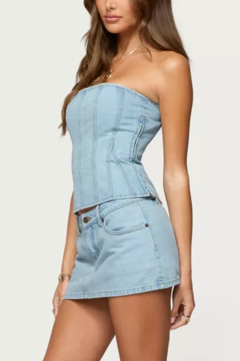 Edikted Camelia Denim Mini Skort