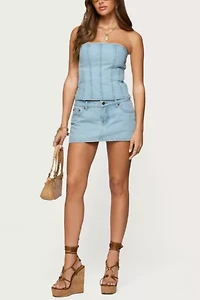 Edikted Camelia Denim Mini Skort