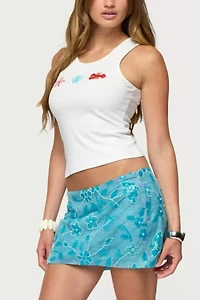 Edikted Asher Beaded Floral Mini Skirt